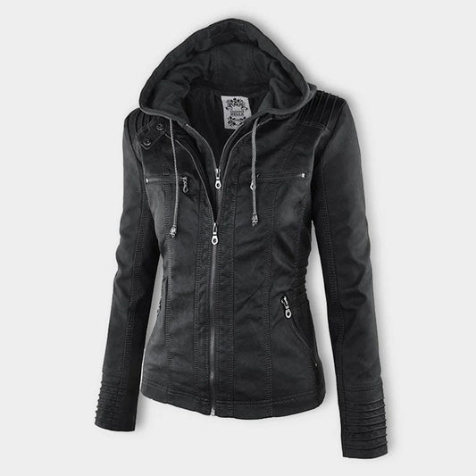 Flavia | Giacca in pelle robusta ed elegante nero