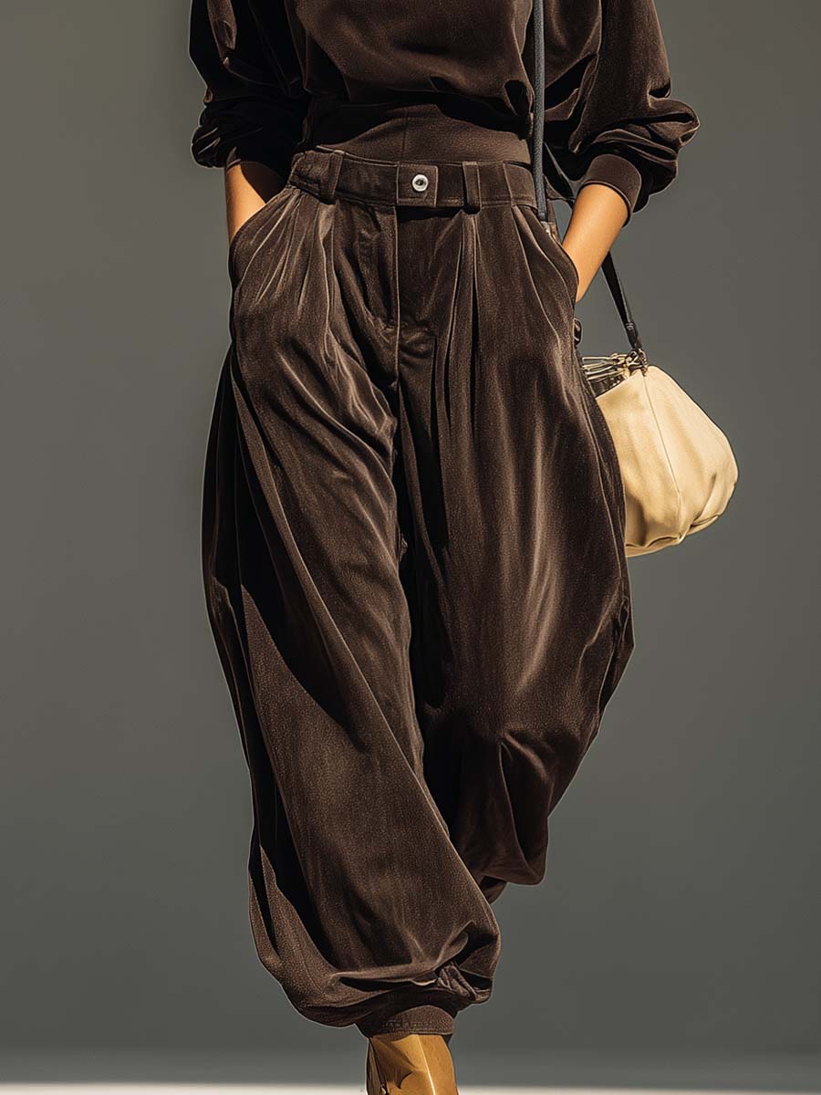Anais | Set composto da felpa con cappuccio in stile vintage e pantaloni larghi (cintura inclusa)