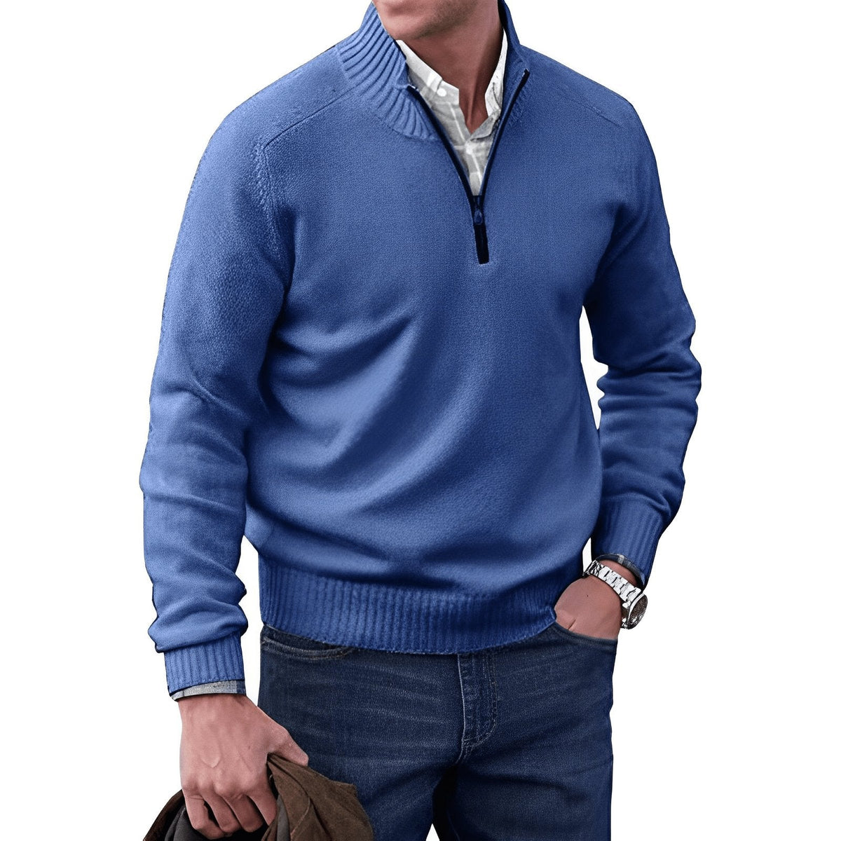 Ryan | Maglione da uomo in maglia con zip a un quarto, vestibilità regolare, maniche lunghe