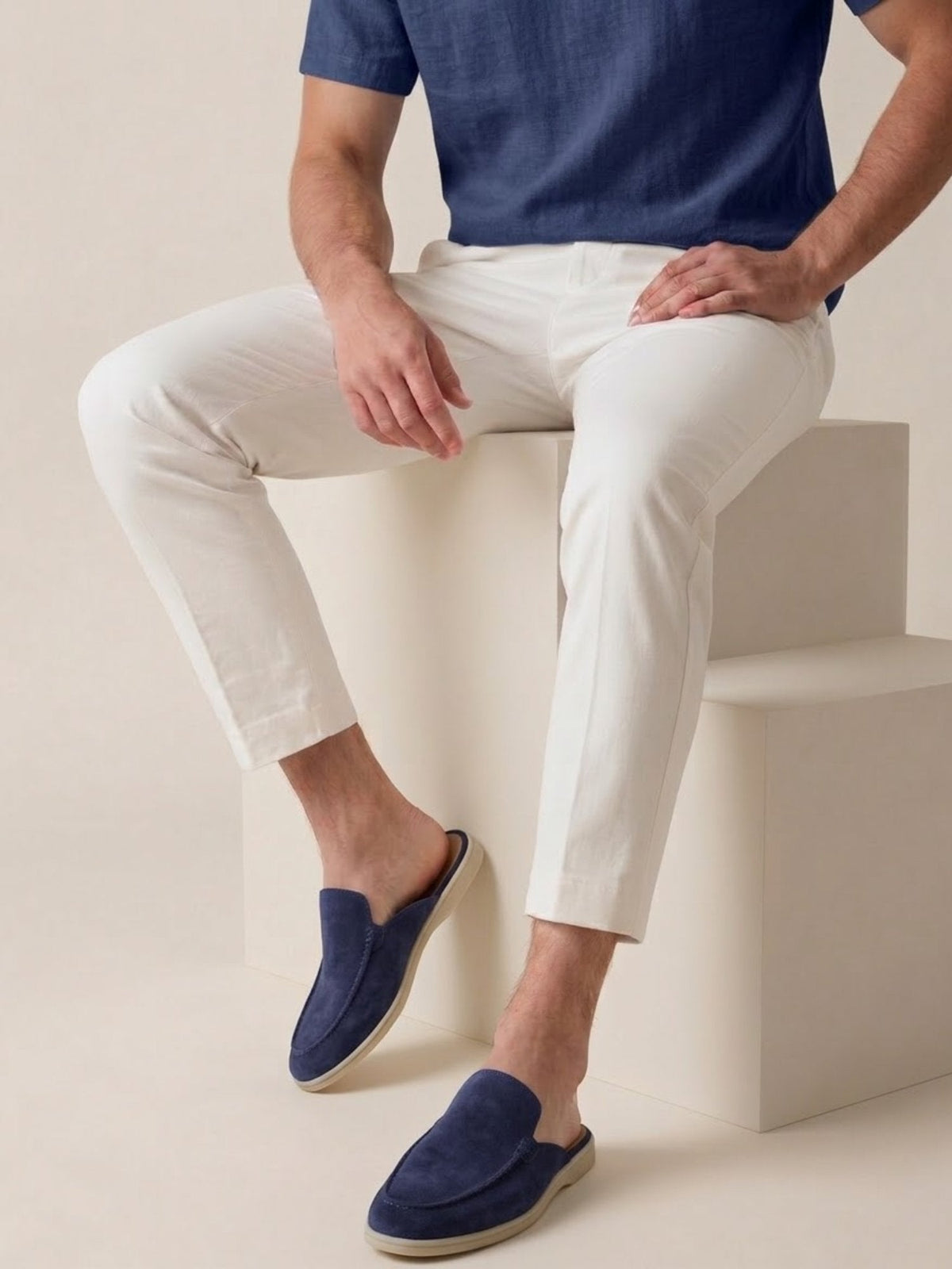 Elijah | Mules da uomo senza lacci, con tallone aperto e dettagli cuciti, stile casual