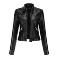 Victoria | Giacca corta da donna in ecopelle con collo alto, stile moto