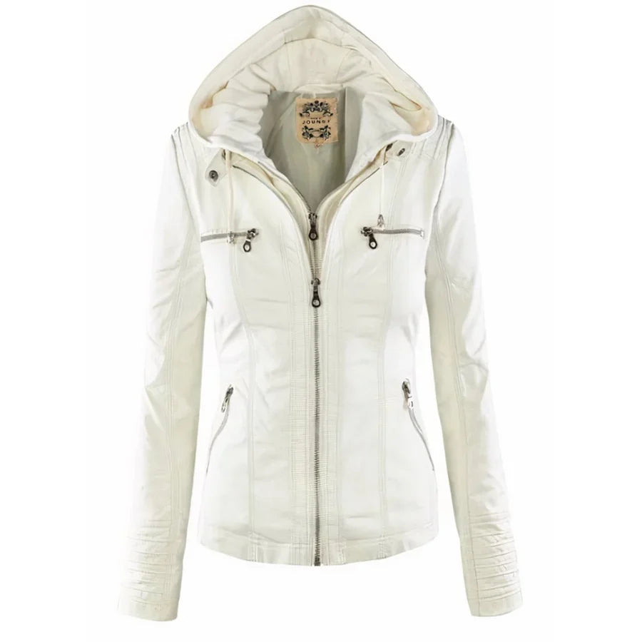 Flavia | Giacca in pelle robusta ed elegante bianco