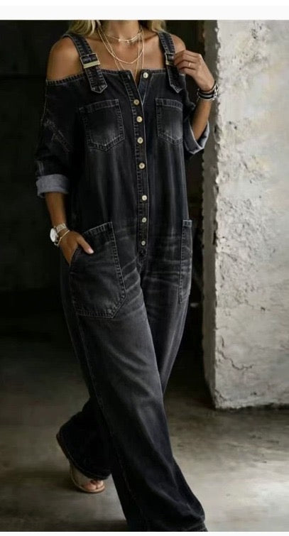 Sophia | Tuta in jeans con spalle scoperte