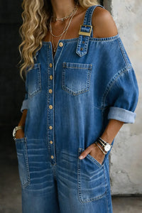Sophia | Tuta in jeans con spalle scoperte