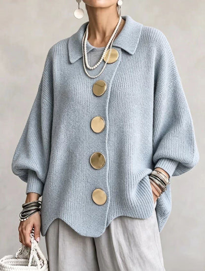 Isadora | Cardigan oversize con dettagli dorati