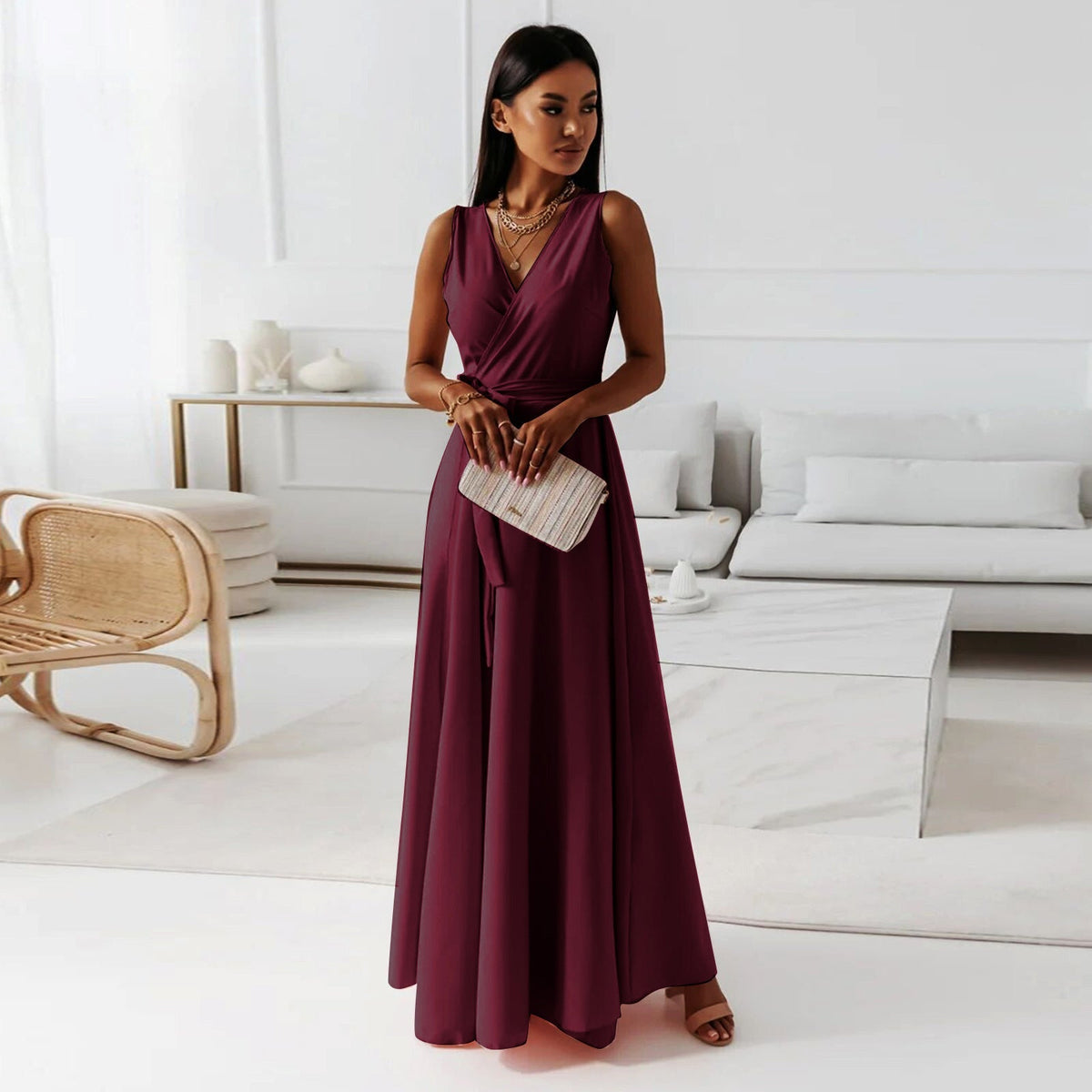 Hailey | Abito lungo avvolgente elegante da cerimonia per donna