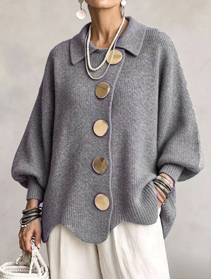 Isadora | Cardigan oversize con dettagli dorati