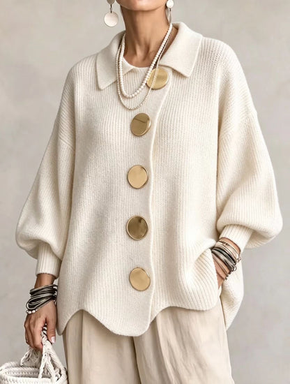 Isadora | Cardigan oversize con dettagli dorati