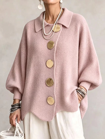 Isadora | Cardigan oversize con dettagli dorati