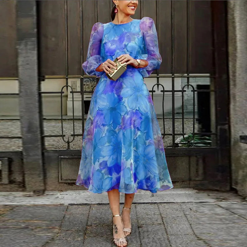 Blair | Abito da cerimonia da donna per invitata: abito midi formale a fantasia floreale