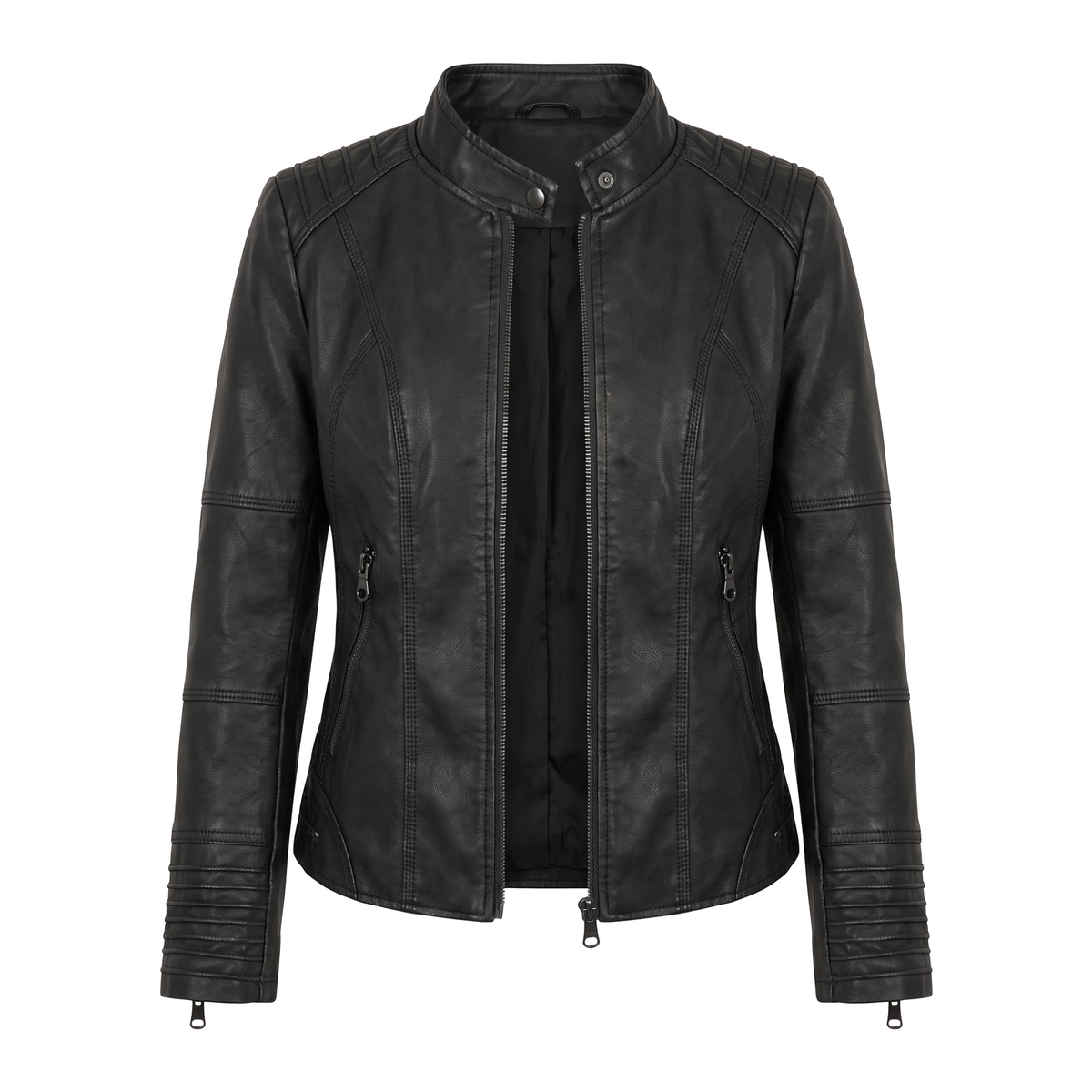 Graziana | Giacca biker con collo alla coreana e spalle imbottite