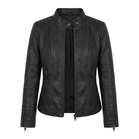 Graziana | Giacca biker con collo alla coreana e spalle imbottite