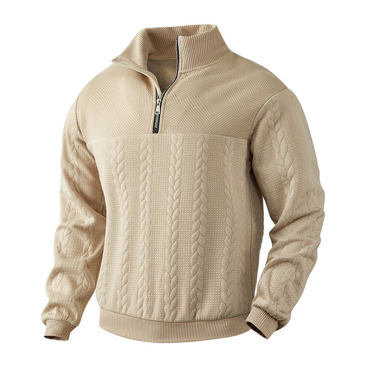 Alexander | Maglione da uomo a trecce con zip a un quarto