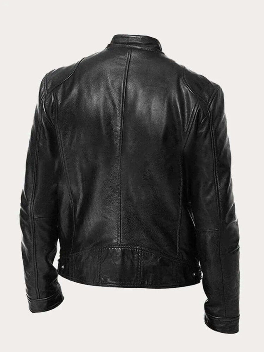 Aiden | Giacca da uomo classica in pelle con zip, stile motociclista