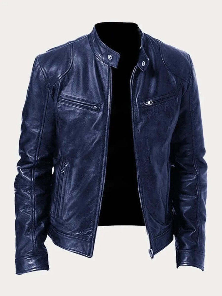 Aiden | Giacca da uomo classica in pelle con zip, stile motociclista