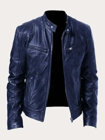 Aiden | Giacca da uomo classica in pelle con zip, stile motociclista