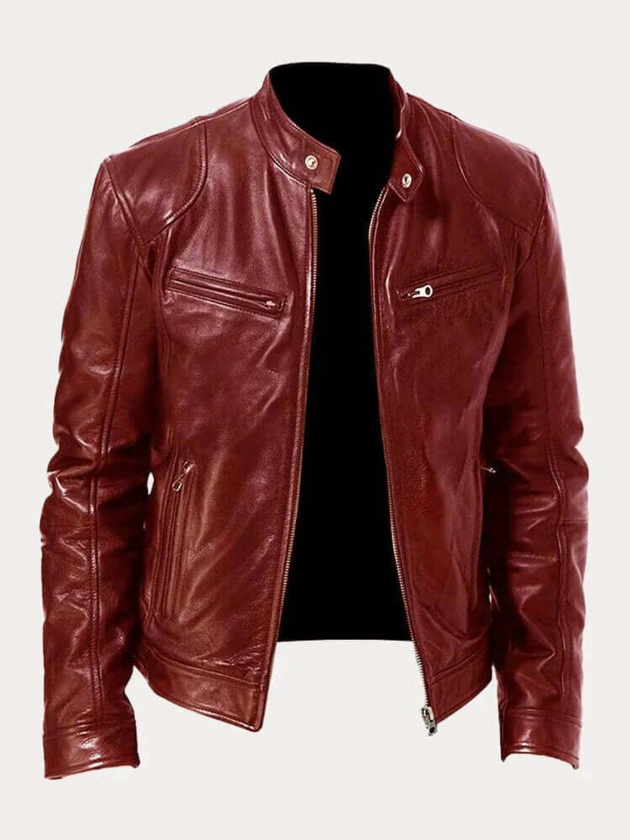 Aiden | Giacca da uomo classica in pelle con zip, stile motociclista