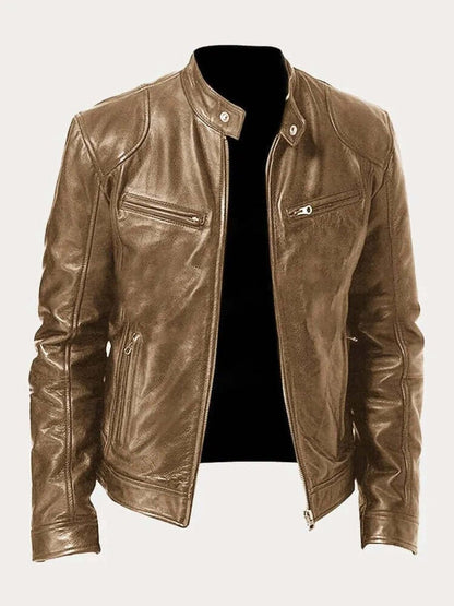 Aiden | Giacca da uomo classica in pelle con zip, stile motociclista