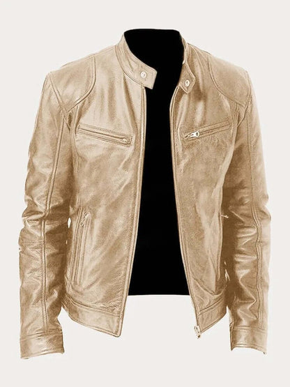 Aiden | Giacca da uomo classica in pelle con zip, stile motociclista