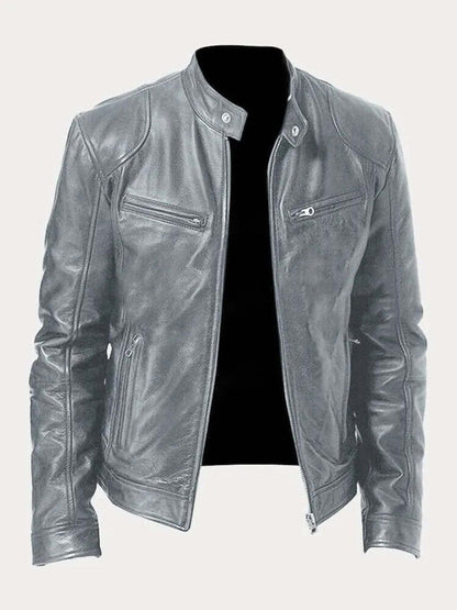 Aiden | Giacca da uomo classica in pelle con zip, stile motociclista