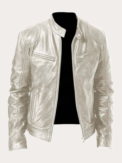Aiden | Giacca da uomo classica in pelle con zip, stile motociclista