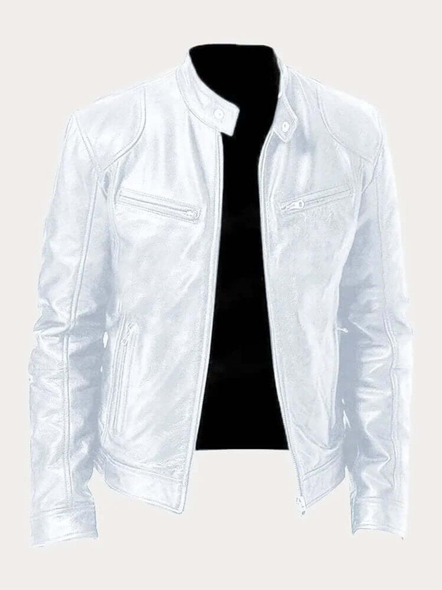 Aiden | Giacca da uomo classica in pelle con zip, stile motociclista