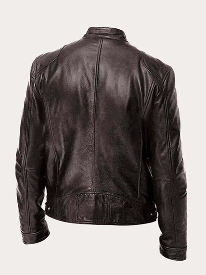 Aiden | Giacca da uomo classica in pelle con zip, stile motociclista