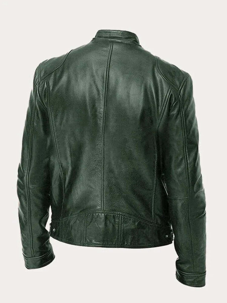 Aiden | Giacca da uomo classica in pelle con zip, stile motociclista