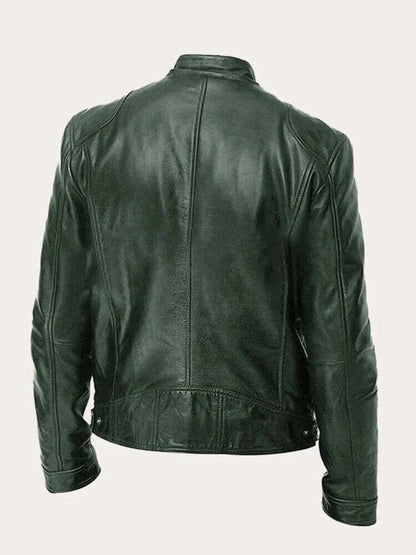 Aiden | Giacca da uomo classica in pelle con zip, stile motociclista