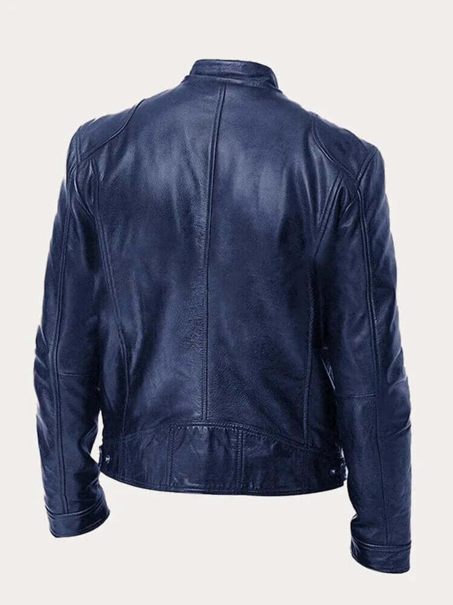 Aiden | Giacca da uomo classica in pelle con zip, stile motociclista