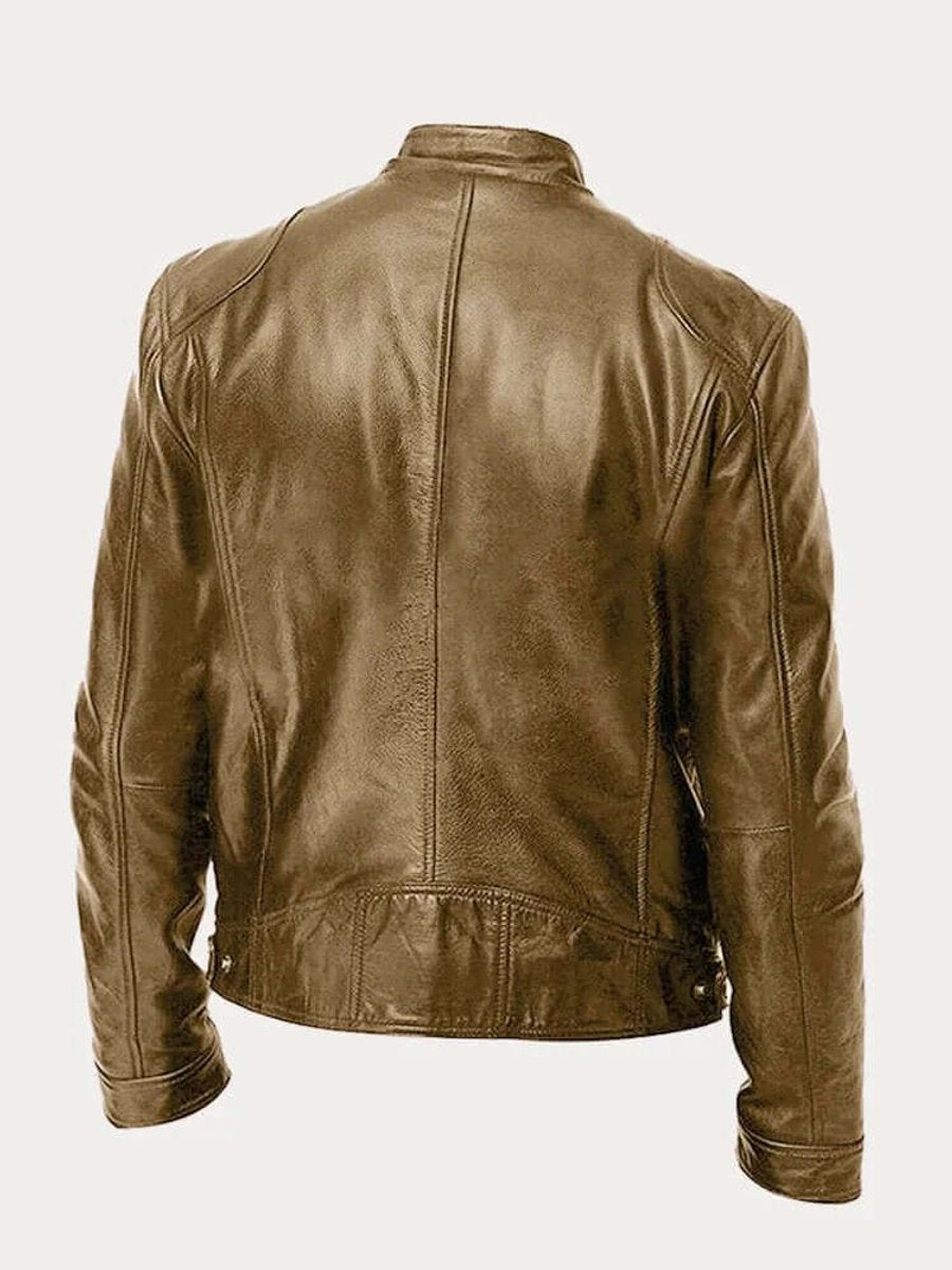 Aiden | Giacca da uomo classica in pelle con zip, stile motociclista