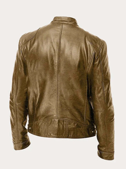 Aiden | Giacca da uomo classica in pelle con zip, stile motociclista