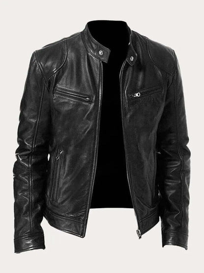 Aiden | Giacca da uomo classica in pelle con zip, stile motociclista