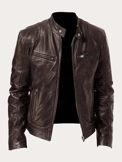 Aiden | Giacca da uomo classica in pelle con zip, stile motociclista