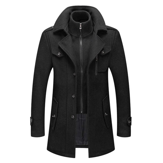 Caleb | Cappotto da uomo monopetto a doppio strato in misto lana