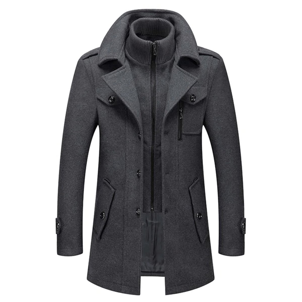 Caleb | Cappotto da uomo monopetto a doppio strato in misto lana