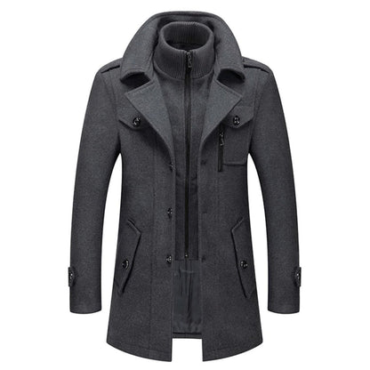 Caleb | Cappotto da uomo monopetto a doppio strato in misto lana