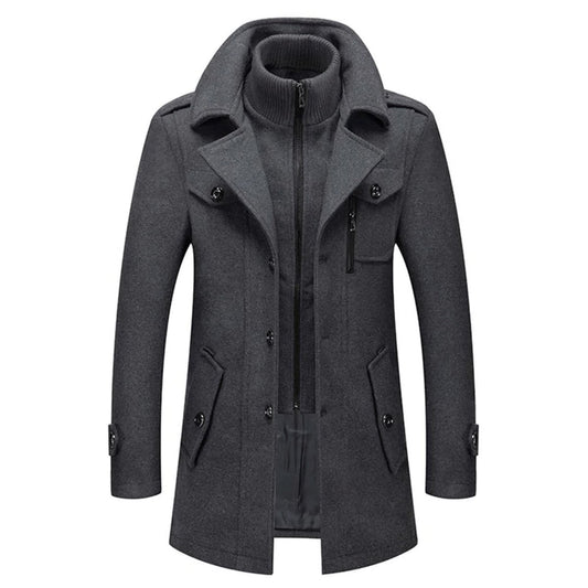 Caleb | Cappotto da uomo monopetto a doppio strato in misto lana