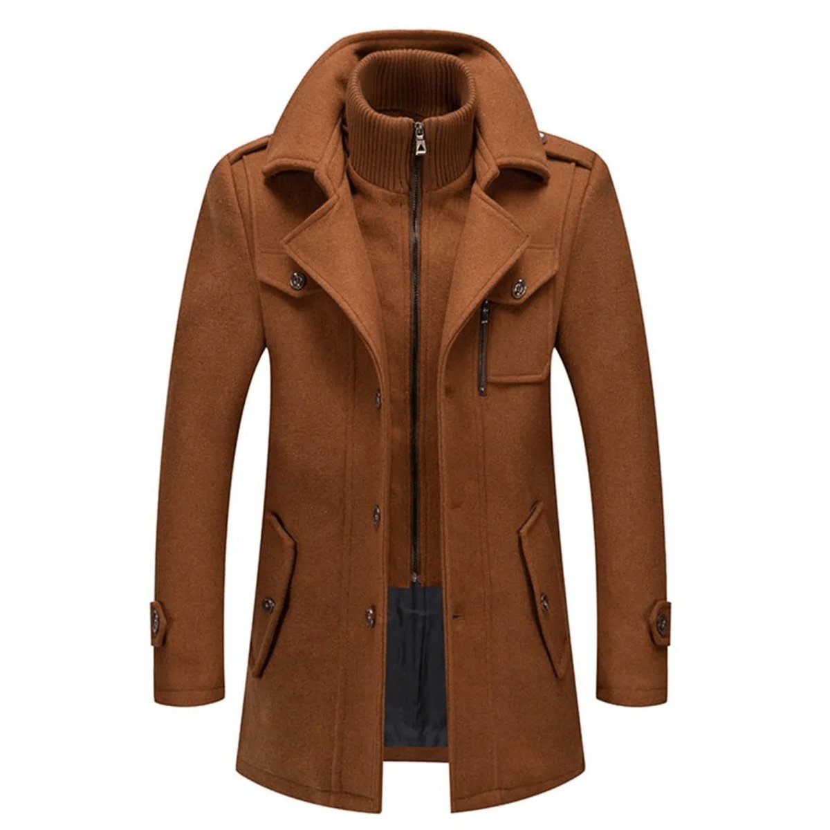 Caleb | Cappotto da uomo monopetto a doppio strato in misto lana