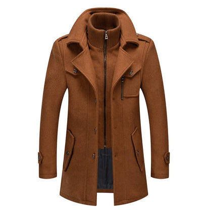 Caleb | Cappotto da uomo monopetto a doppio strato in misto lana
