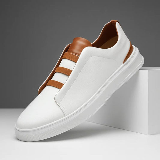 Oliver | Sneakers da uomo in pelle senza lacci con cinturino elastico, stile casual