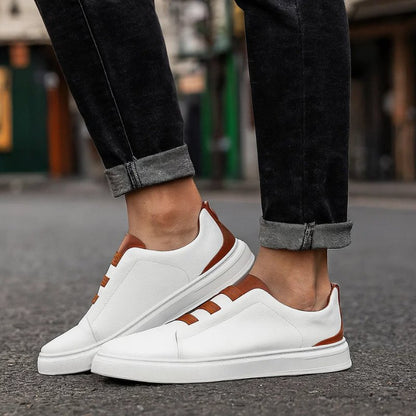 Oliver | Sneakers da uomo in pelle senza lacci con cinturino elastico, stile casual