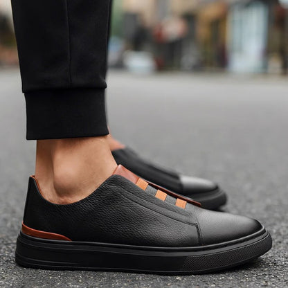 Oliver | Sneakers da uomo in pelle senza lacci con cinturino elastico, stile casual