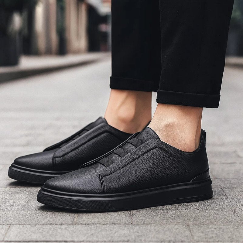 Oliver | Sneakers da uomo in pelle senza lacci con cinturino elastico, stile casual