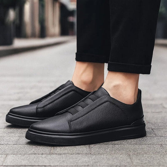Oliver | Sneakers da uomo in pelle senza lacci con cinturino elastico, stile casual