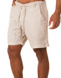 Oliver | Pantaloncini da uomo in lino con risvolto e coulisse, di media lunghezza, estivi