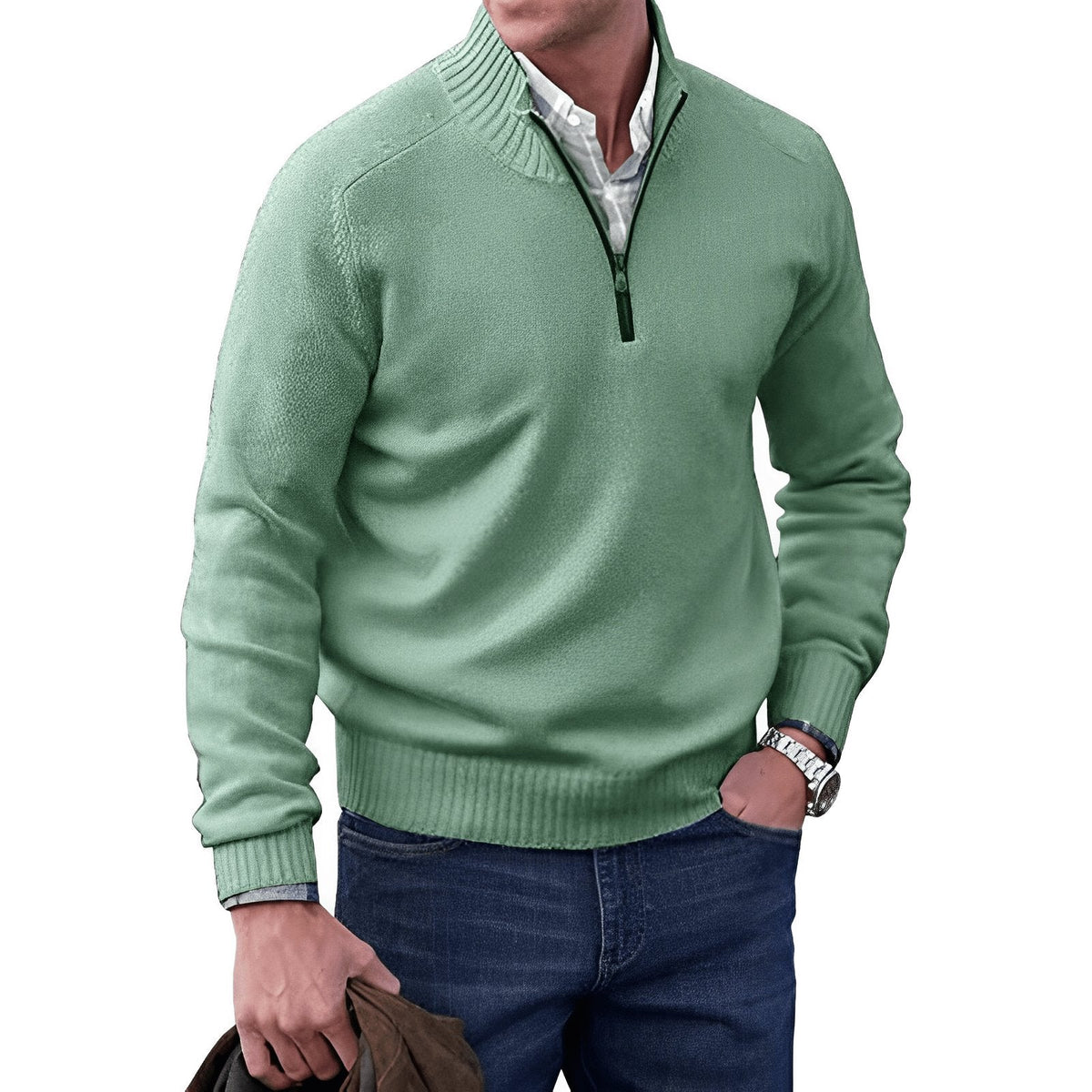 Ryan | Maglione da uomo in maglia con zip a un quarto, vestibilità regolare, maniche lunghe