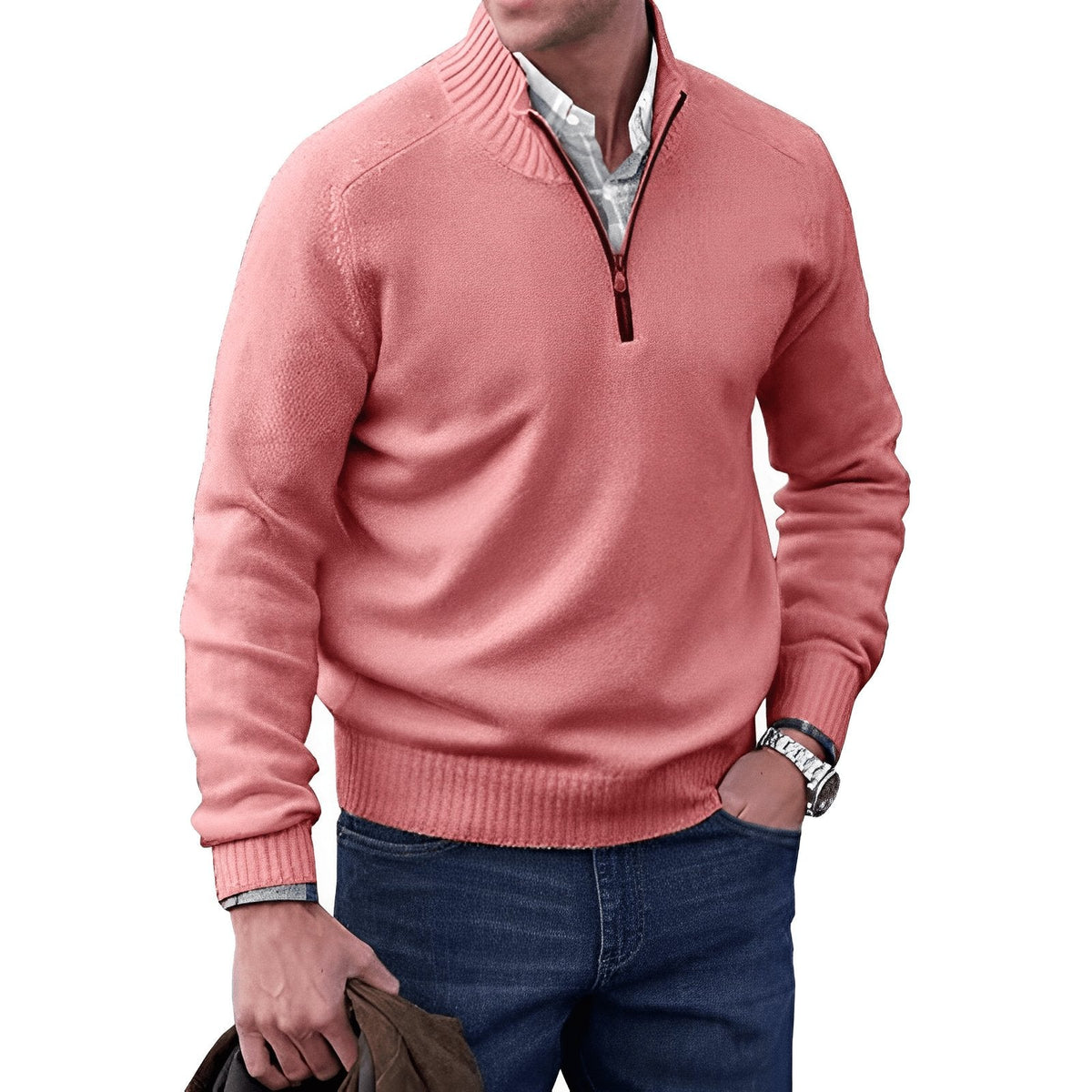 Ryan | Maglione da uomo in maglia con zip a un quarto, vestibilità regolare, maniche lunghe
