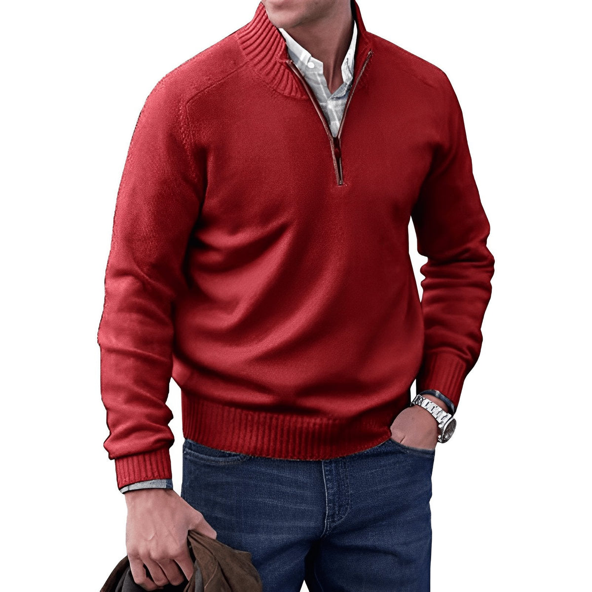 Ryan | Maglione da uomo in maglia con zip a un quarto, vestibilità regolare, maniche lunghe