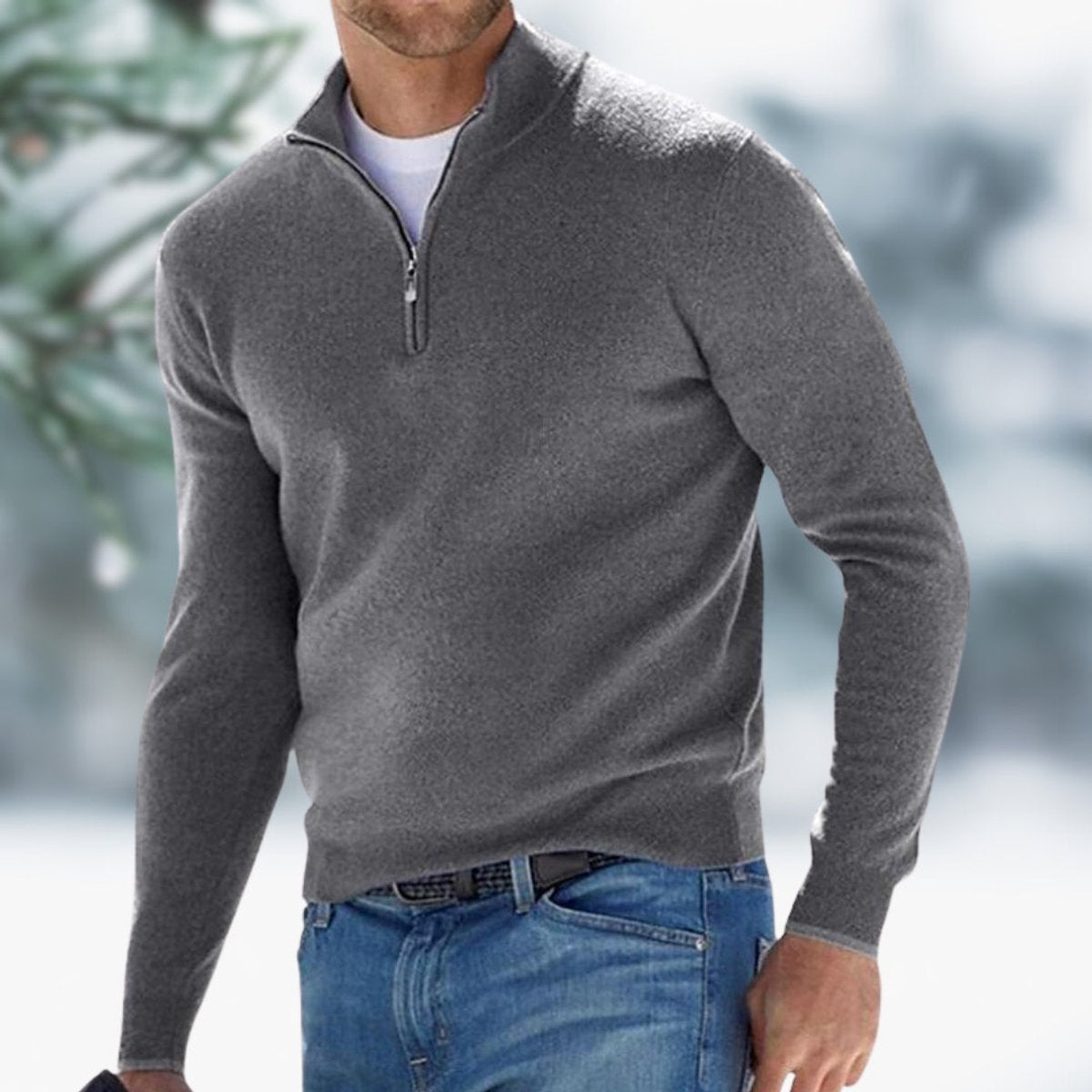 Aiden | Maglione da uomo in morbida maglia con zip a un quarto